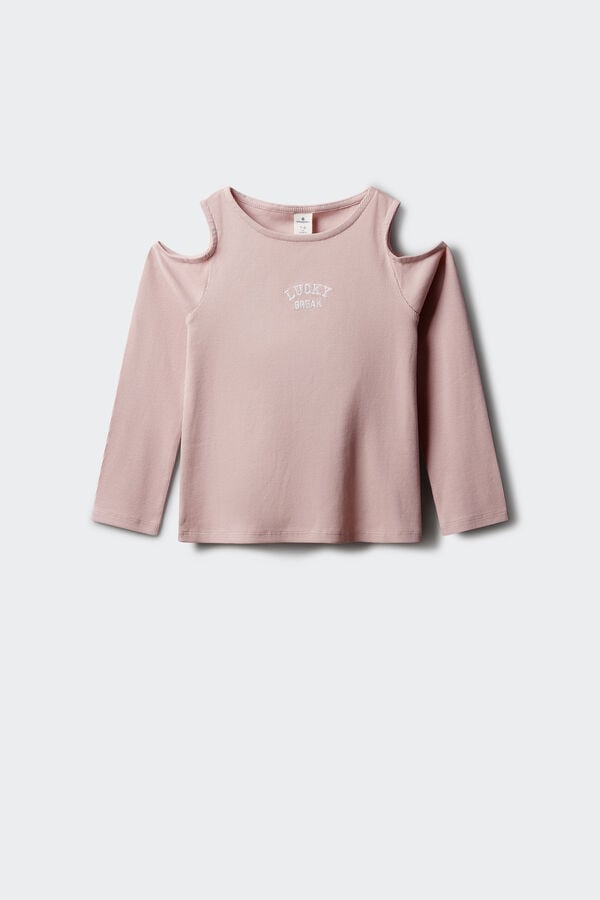 Springfield Kids Camiseta manga larga rib hombro descubierto ni&ntilde;a rosa