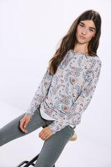 Springfield Camiseta combinada estampada cinzento