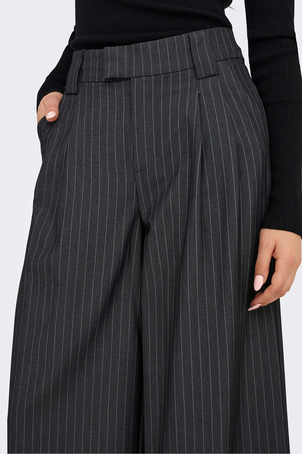 Only Cal&ccedil;a de terno listradas cinzento