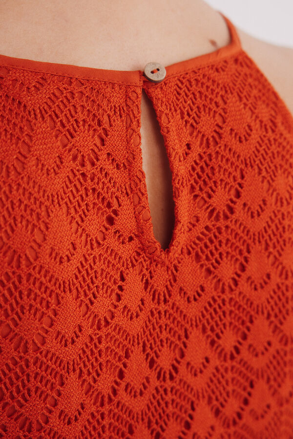 Springfield crochet de halter com decote vermelho