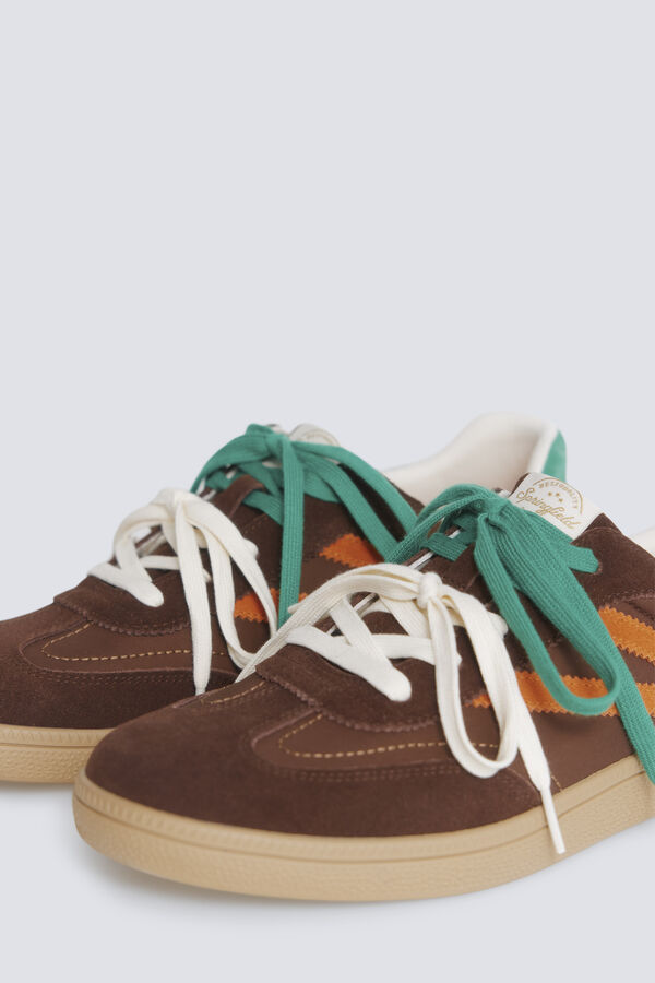 Springfield Zapatilla piel color retro marr&oacute;n