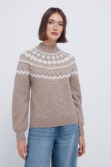 Springfield Camisola com acabamento em pele jacquard cru