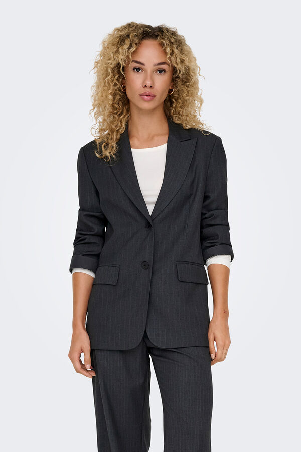 Only Blazer risca de giz cinzento