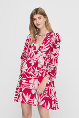 JDY Vestido curto com folhos vermelho