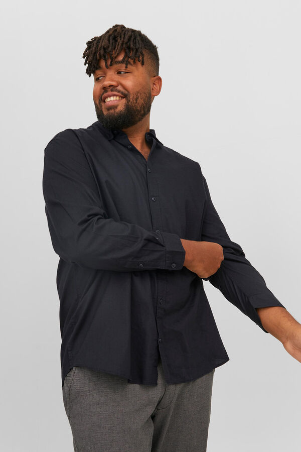 Jack & Jones PLUS Camisa de sarja xadrez loose fit PLUS preto