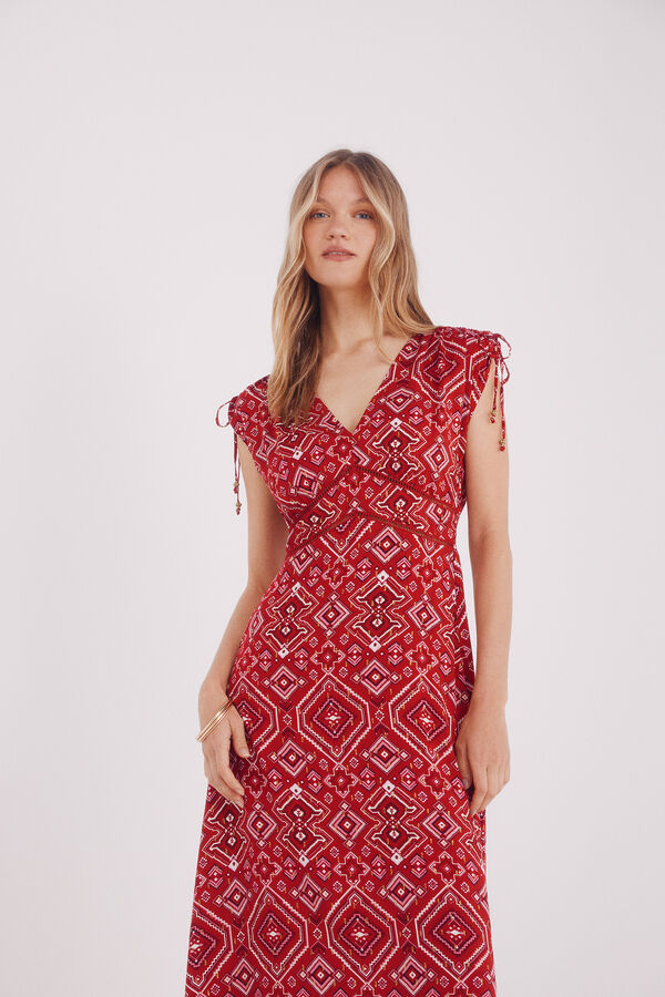 Springfield Vestido midi lace insertado rojo