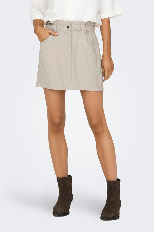 Only Saia curta paperbag castanho