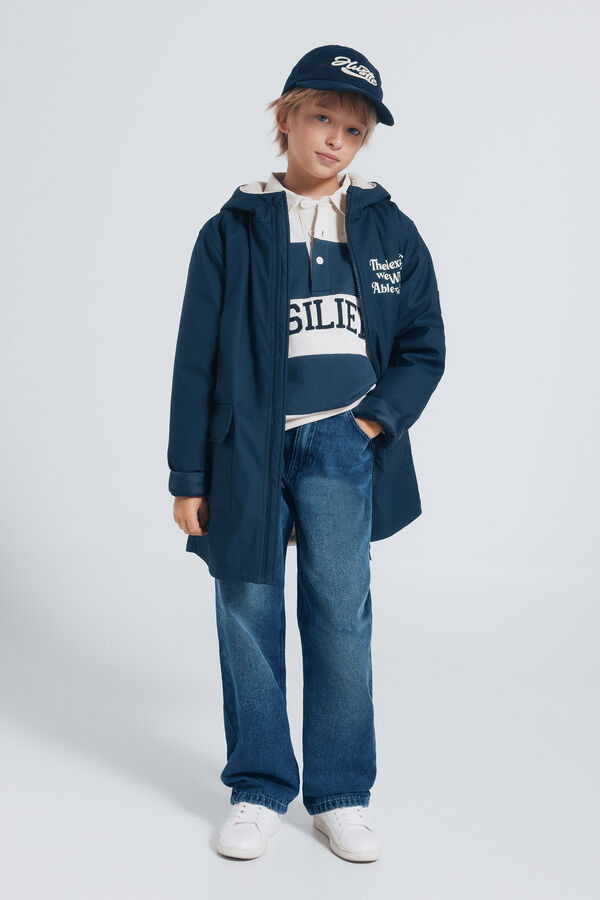 Springfield Kids Parka azul marino frase ni&ntilde;o azul