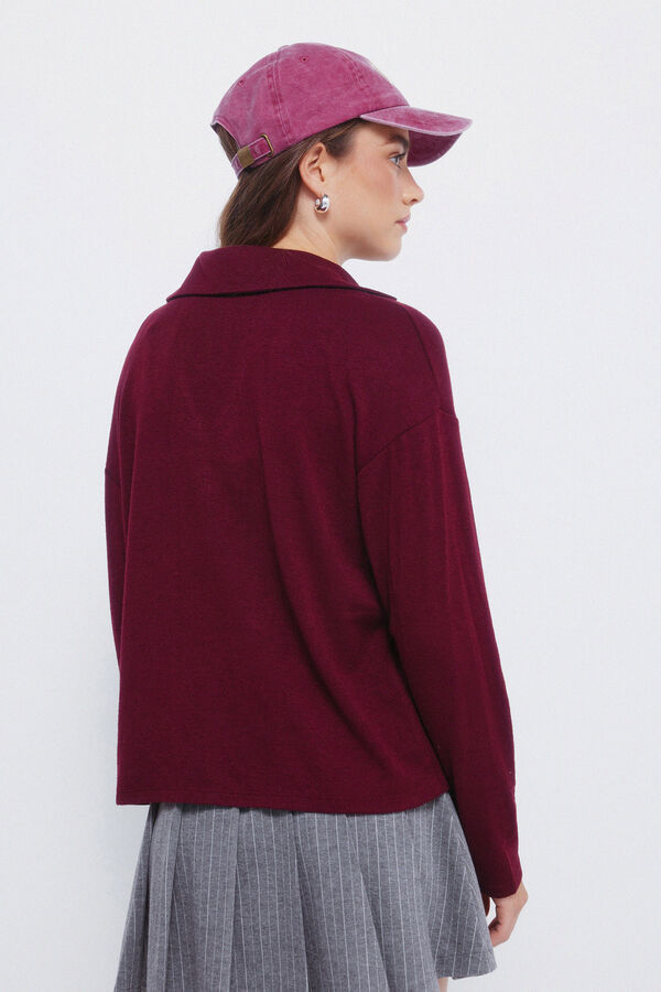 Springfield Polo decote em V com malha cortada vermelho