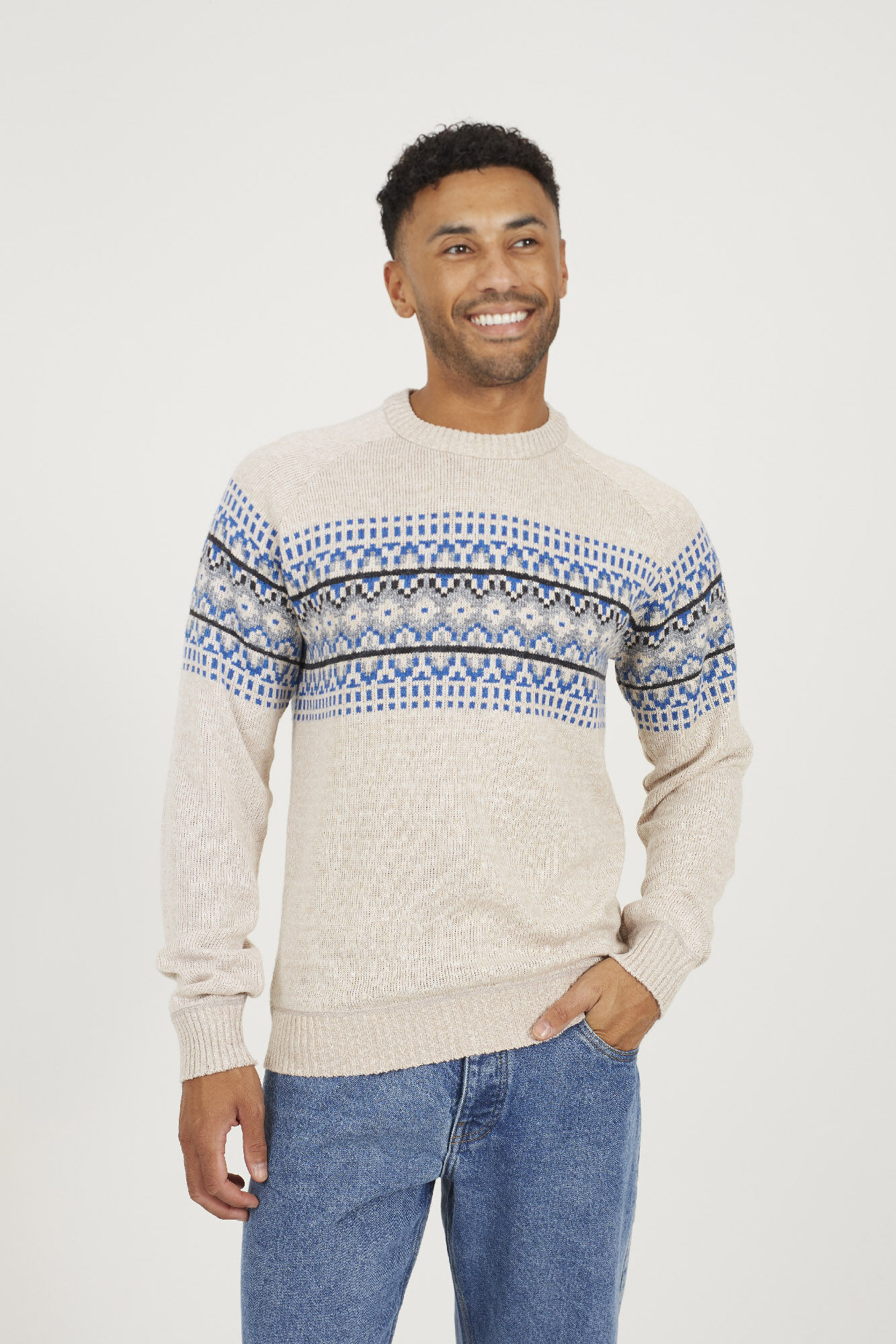 Brave Soul Jersey cuello redondo jacquard