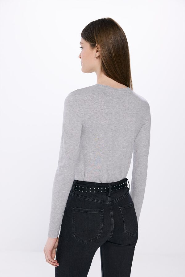 Springfield Camiseta justa de algodão  cinzento