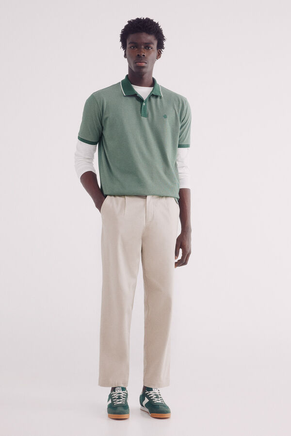 Springfield Polo Oxford com gola contrastante, regular fit verde