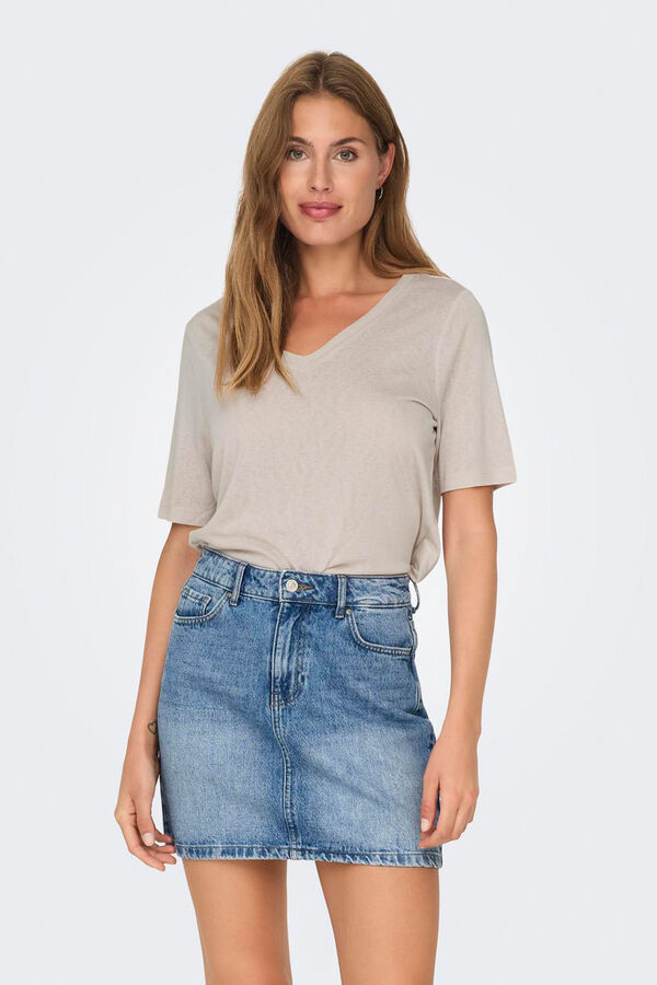 Only Camiseta manga corta regular fit gris