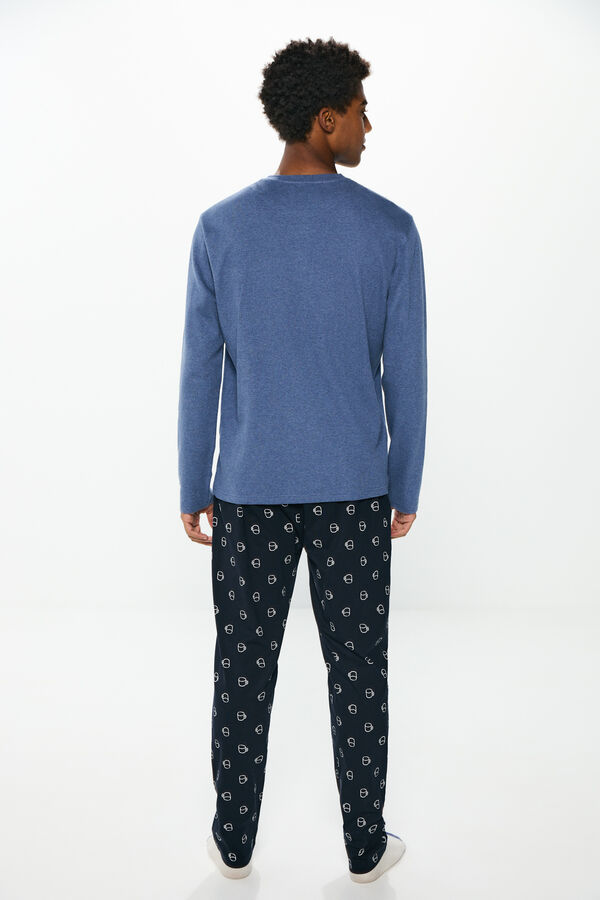 Springfield Pijama largo waffle caf&eacute; azul