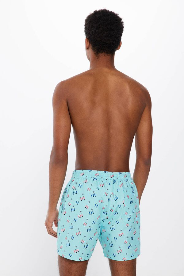 Springfield Ba&ntilde;ador estampado futbol&iacute;n turquesa