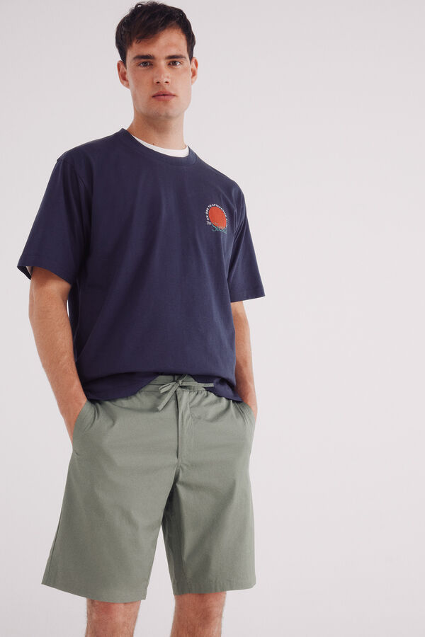 Springfield Bermuda popel&iacute;n comfort fit verde