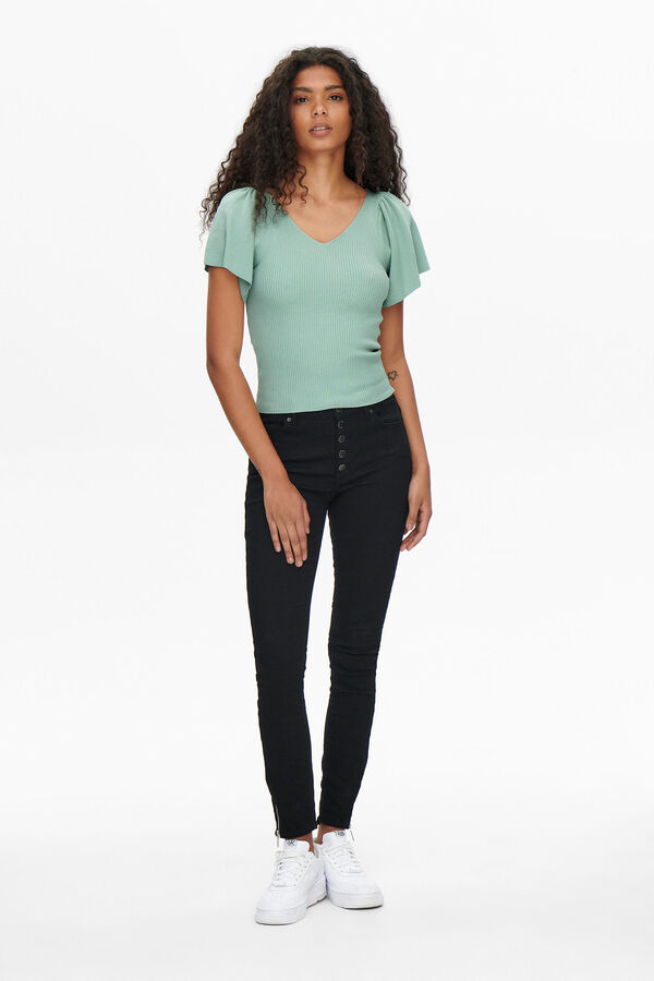 Only Top manga curta la&ccedil;o  verde