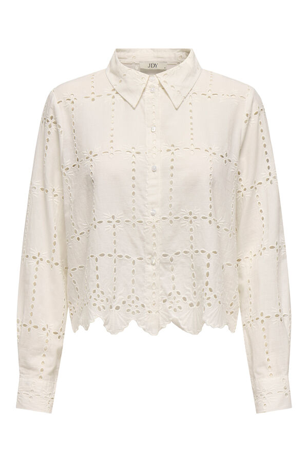 JDY Camisa manga larga bordada blanco