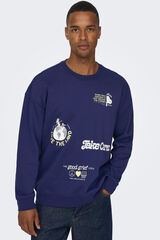 Only & Sons Sudadera estampada cuello redondo Snoopy azul