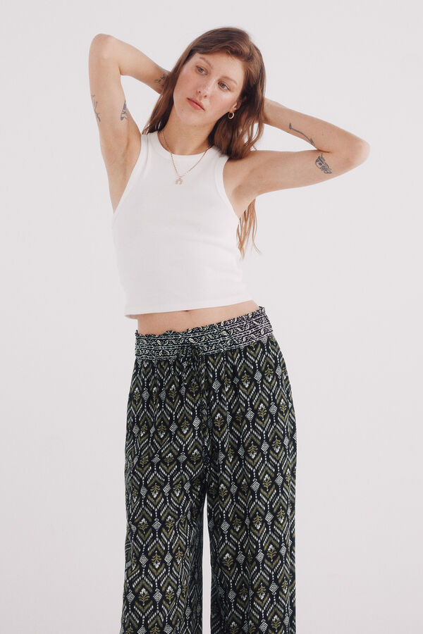 Springfield Cal&ccedil;as flu&iacute;do palazzo estampado preto