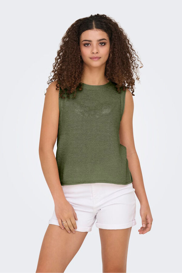 Only Camiseta de malha fina verde