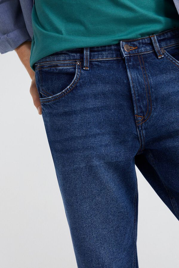 Springfield Jeans slim straight lavagem média-escura azulado