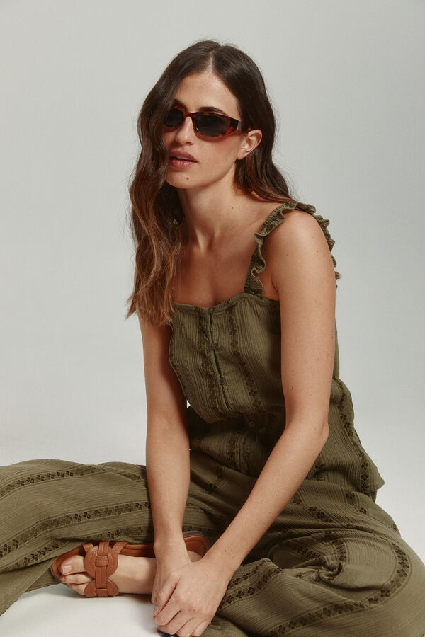 Only Blusa folgada com al&ccedil;as verde