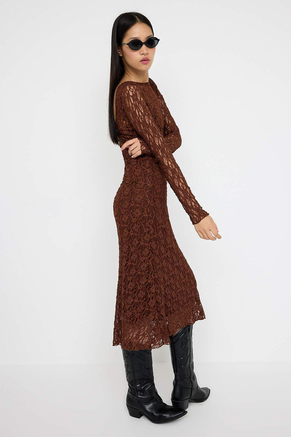 Trendyol Vestido midi com costas abertas cru