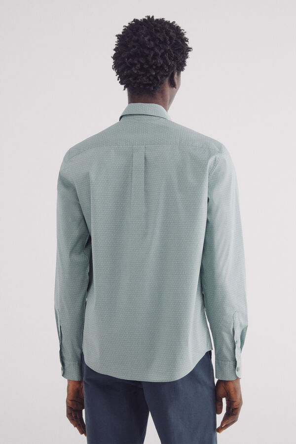 Springfield Camisa popel&iacute;n micro print easy care verde