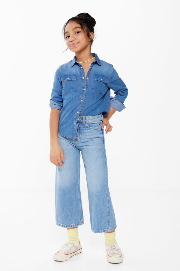 Springfield Kids Cal&ccedil;as denim culotte menina azul