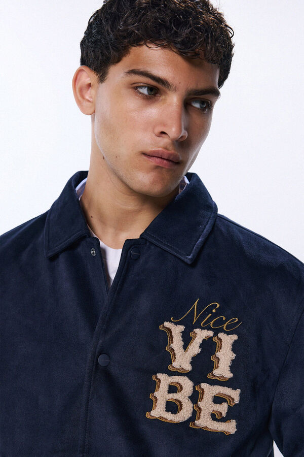 Springfield Jaqueta universitária com efeito camurça azul