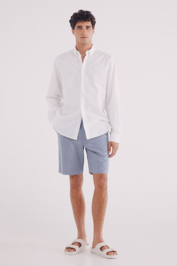 Springfield Bermudas de linho slim fit azul