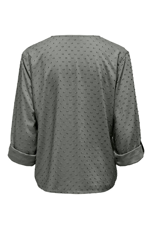 JDY Camisa de manga larga y cuello de pico gris