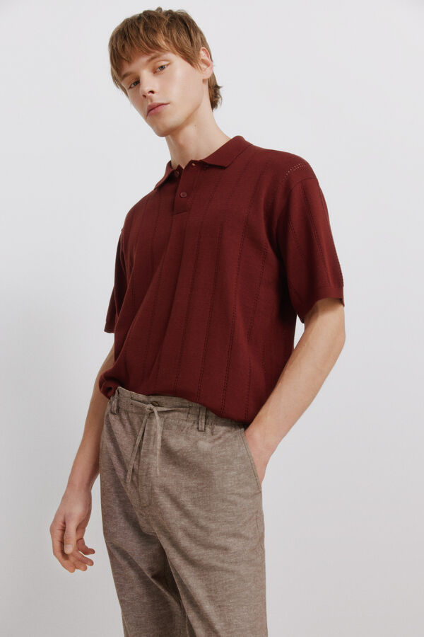 Springfield Pantal&oacute;n chino lino comfort fit marr&oacute;n