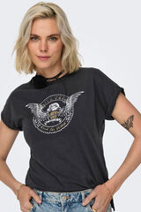 Only Camiseta manga corta estampado negro