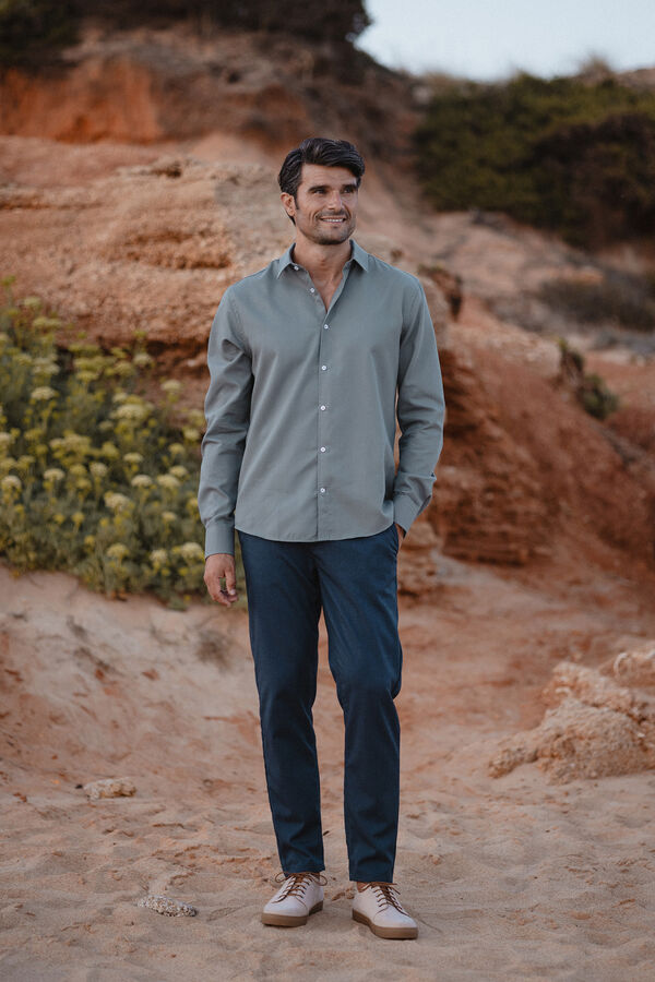 Celopman Camisa social de estrutura plana  verde