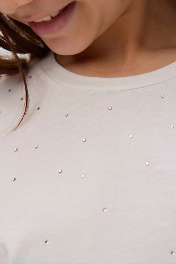 Vero Moda Girl Camiseta algod&oacute;n brillantes blanco