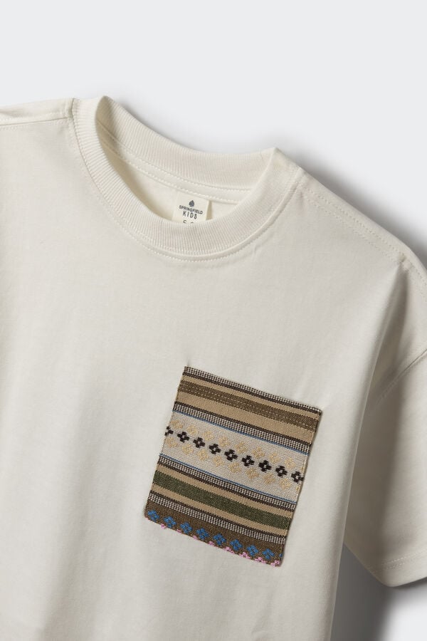 Springfield Kids Camiseta bolsillo contraste ni&ntilde;o marfil