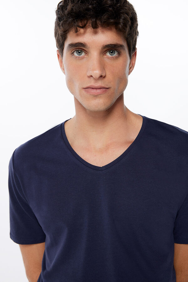 Springfield T-shirt gola em bico elastano azul