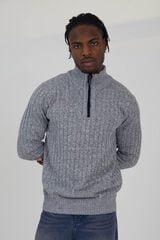 Jack & Jones fecho-&eacute;clair malha com z&iacute;per cinzento