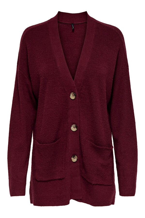 Only C&aacute;rdigan midi con bolsillos morado/lila