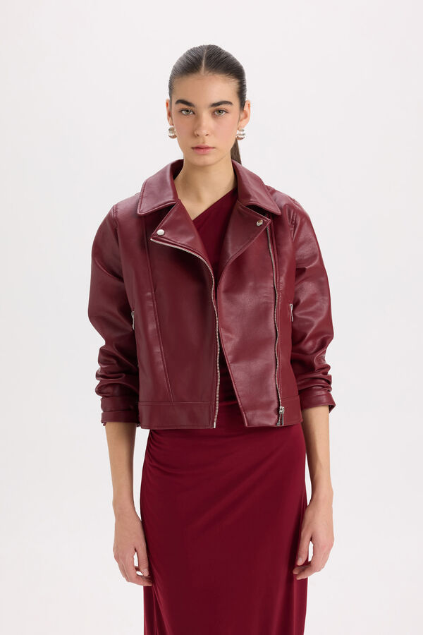 DeFacto Chaqueta biker efecto piel estampado