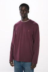 Springfield Camiseta manga larga doble melange burdeos