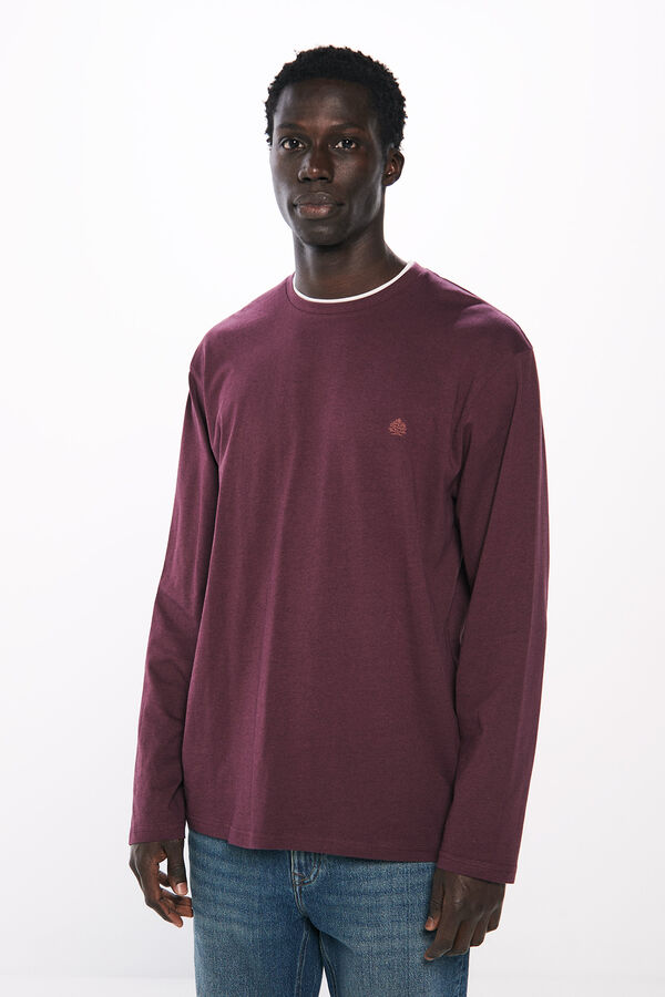 Springfield Camiseta manga larga doble melange burdeos