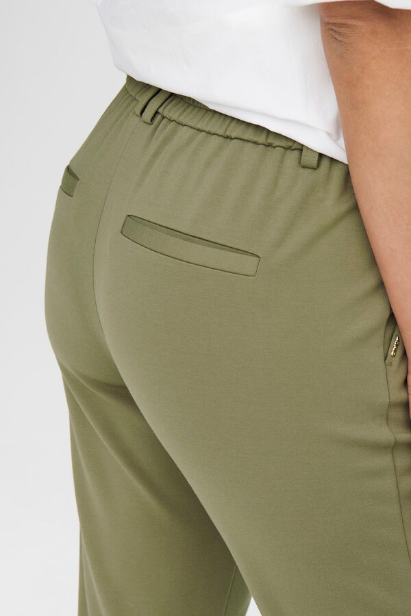 Only Cal&ccedil;a comprida reta el&aacute;stica de cintura alta verde