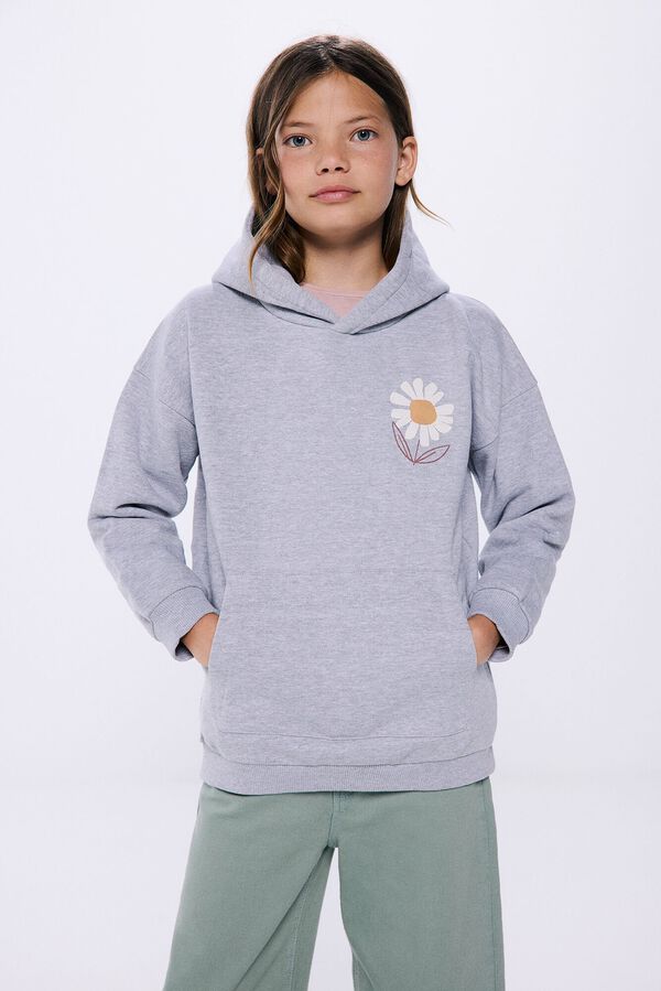 Springfield Kids Sweatshirt flor com capuz para menina cinzento