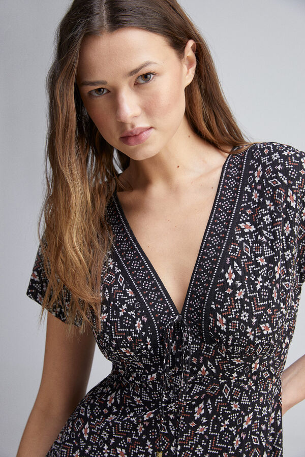 Springfield Vestido midi escote cenefa negro