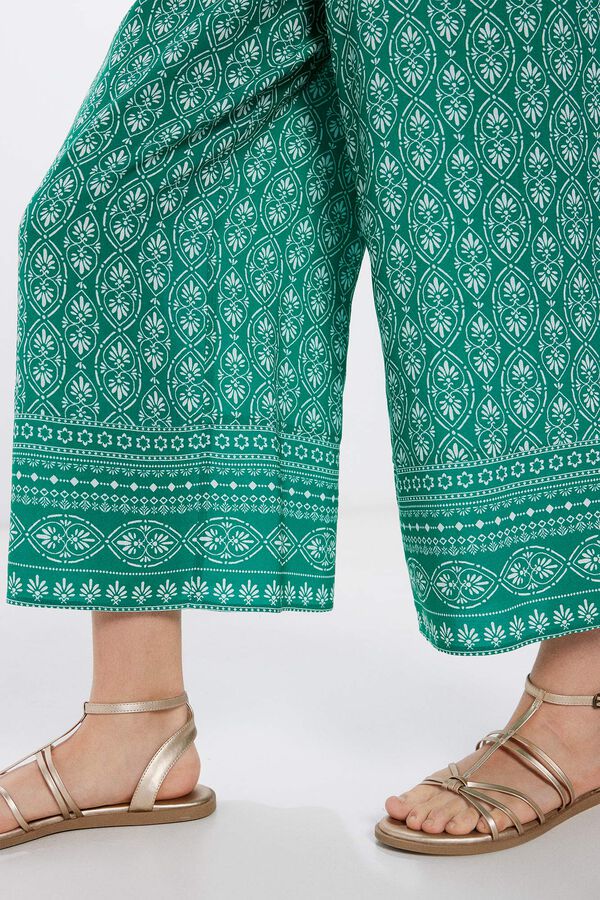 Springfield Cal&ccedil;as fluidas estampadas bege