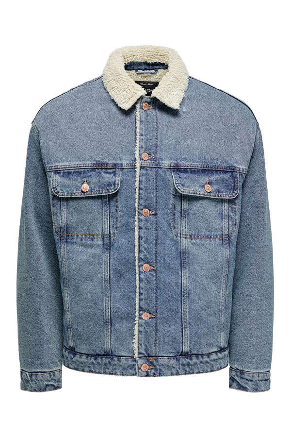 Only & Sons Chaqueta vaquera teddy azul