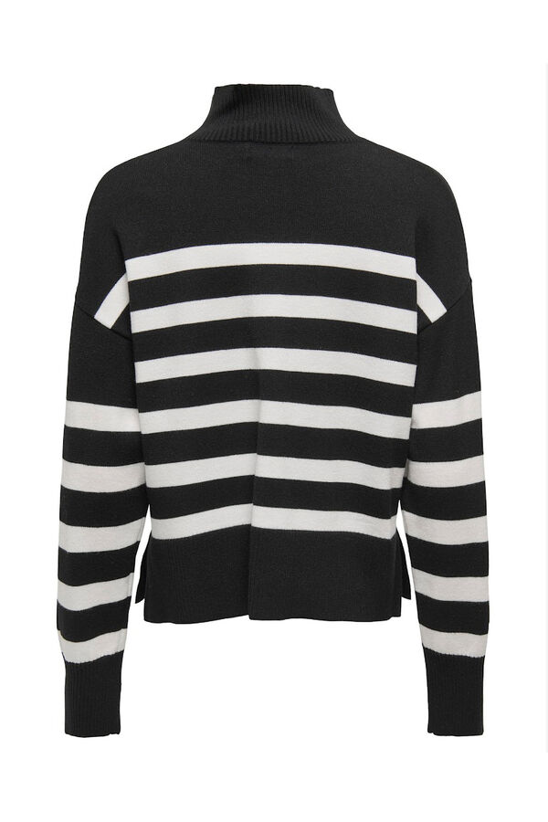 Only Jersey de rayas cuello alto blanco